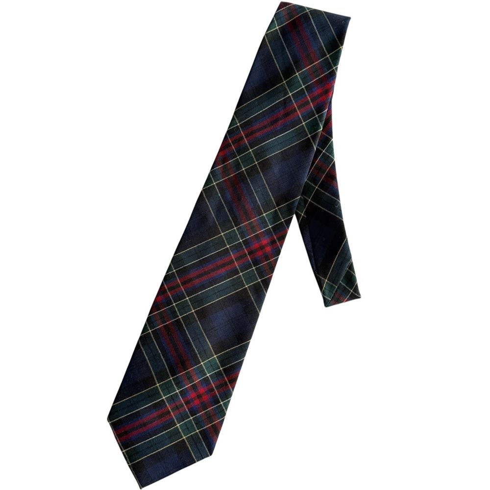 PENDLETON Navy, Red, Yellow Plaid Mens Made in the USA Wool Neck‎ Tie, OS